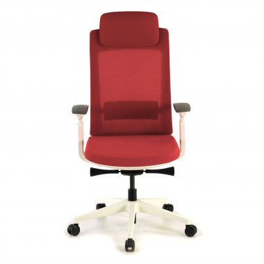 sedia ergonomica bianco rosso struttura bianca tessuto braccioli regolabili 3d 4