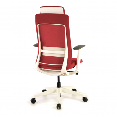 sedia ergonomica bianco rosso struttura bianca tessuto braccioli regolabili 3d 9