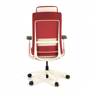 sedia ergonomica bianco rosso struttura bianca tessuto braccioli regolabili 3d 8