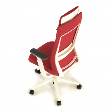 sedia ergonomica bianco rosso struttura bianca tessuto braccioli regolabili 3d 7