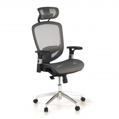 sedia da ufficio grigio flex rete transpirante braccioli mobili supporto lombare poggiatesta 1