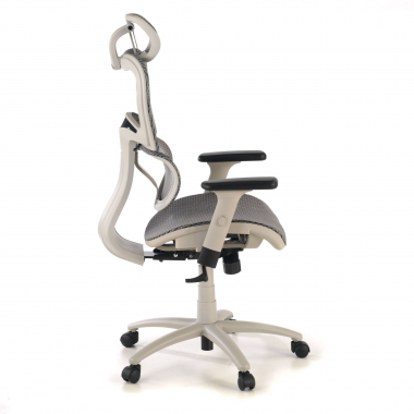 sedia ergonomica bianco grigio struttura bianca rete transpirante braccioli regolabili 3d doppio supporto lombare poggiatesta 6
