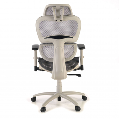 sedia ergonomica bianco grigio struttura bianca rete transpirante braccioli regolabili 3d doppio supporto lombare poggiatesta 8