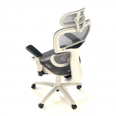 sedia ergonomica bianco grigio struttura bianca rete transpirante braccioli regolabili 3d doppio supporto lombare poggiatesta 9