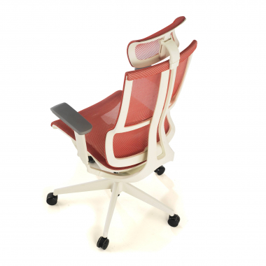sedia ergonomica bianco rosso struttura bianca rete transpirante braccioli regolabili 3d doppio supporto lombare poggiatesta 10
