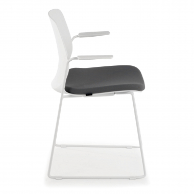 sedia da conferenza bianco grigio sedia con braccioli tessuto braccioli fissi 3