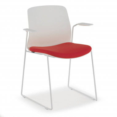 sedia da conferenza bianco rosso sedia con braccioli tessuto braccioli fissi 1