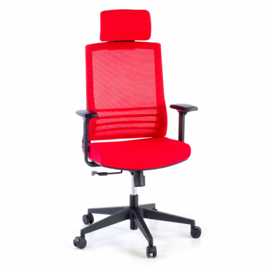 sedia da ufficio rosso con poggiatesta rete transpirante braccioli regolabili 1d supporto lombare poggiatesta 1