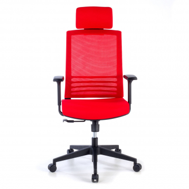 sedia da ufficio rosso con poggiatesta rete transpirante braccioli regolabili 1d supporto lombare poggiatesta 5