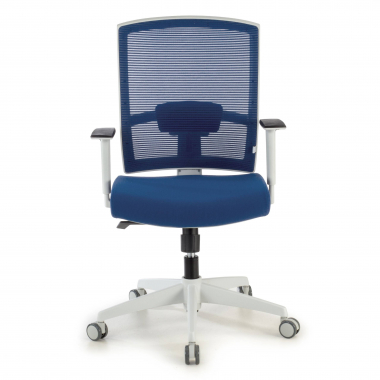 sedia ergonomica bianco blu struttura bianca rete transpirante braccioli regolabili 1d supporto lombare 4