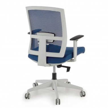 sedia ergonomica bianco blu struttura bianca rete transpirante braccioli regolabili 1d supporto lombare 8