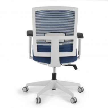 sedia ergonomica bianco blu struttura bianca rete transpirante braccioli regolabili 1d supporto lombare 6