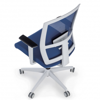 sedia ergonomica bianco blu struttura bianca rete transpirante braccioli regolabili 1d supporto lombare 9