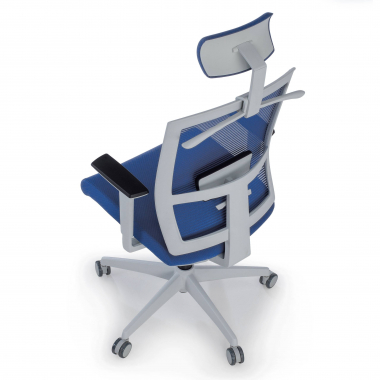 sedia ergonomica bianco blu struttura bianca poggiatesta rete transpirante braccioli regolabili 1d supporto lombare poggiatesta 9