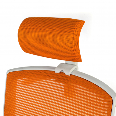sedia ergonomica bianco arancione struttura bianca poggiatesta rete transpirante braccioli regolabili 1d supporto lombare poggiatesta 8