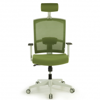 sedia ergonomica bianco verde struttura bianca poggiatesta rete transpirante braccioli regolabili 1d supporto lombare poggiatesta 4