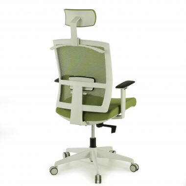 sedia ergonomica bianco verde struttura bianca poggiatesta rete transpirante braccioli regolabili 1d supporto lombare poggiatesta 8