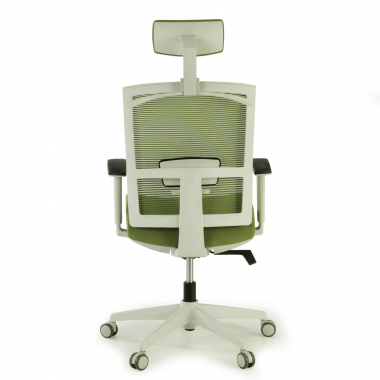 sedia ergonomica bianco verde struttura bianca poggiatesta rete transpirante braccioli regolabili 1d supporto lombare poggiatesta 6