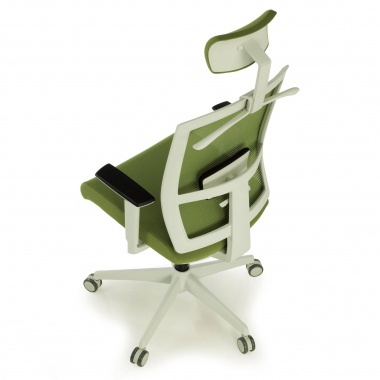 sedia ergonomica bianco verde struttura bianca poggiatesta rete transpirante braccioli regolabili 1d supporto lombare poggiatesta 9