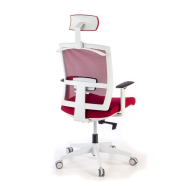 sedia ergonomica bianco rosso struttura bianca poggiatesta rete transpirante braccioli regolabili 1d supporto lombare poggiatesta 7