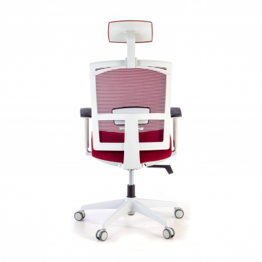 sedia ergonomica bianco rosso struttura bianca poggiatesta rete transpirante braccioli regolabili 1d supporto lombare poggiatesta 6