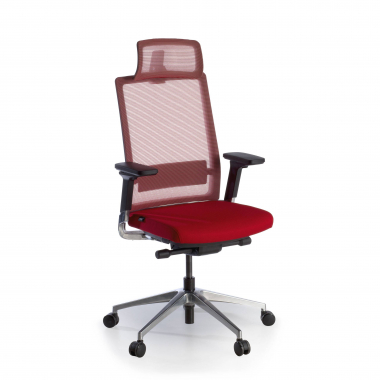sedia da ufficio rosso con poggiatesta rete transpirante braccioli regolabili 3d supporto lombare poggiatesta 1