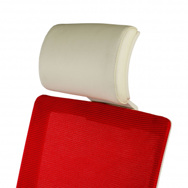 sedia da ufficio bianco rosso struttura bianca poggiatesta rete transpirante braccioli regolabili 1d supporto lombare poggiatesta 9