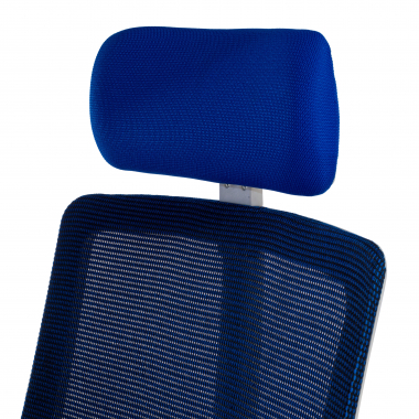 sedia da ufficio economica bianco blu struttura bianca rete transpirante braccioli regolabili 4d supporto lombare poggiatesta 10