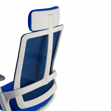 sedia da ufficio economica bianco blu struttura bianca rete transpirante braccioli regolabili 4d supporto lombare poggiatesta 11