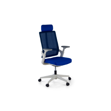 sedia da ufficio economica bianco blu struttura bianca rete transpirante braccioli regolabili 4d supporto lombare poggiatesta 13