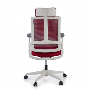 sedia da ufficio economica bianco rosso struttura bianca rete transpirante braccioli regolabili 4d supporto lombare poggiatesta 8