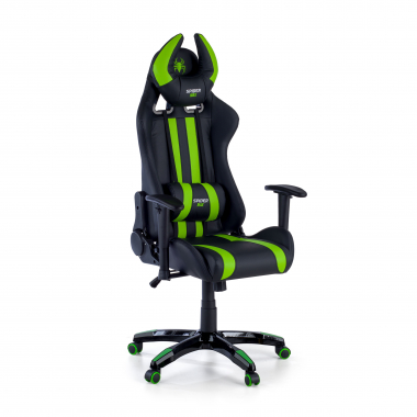 sedia gaming verde spider ecopelle braccioli mobili cuscino lombare e cervicale poggiatesta 1