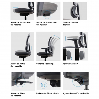 sedia ergonomica nero bjorg rete transpirante braccioli regolabili 3d supporto lombare poggiatesta 10