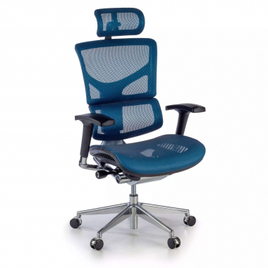 sedia ergonomica blu next2 con poggiatesta rete transpirante braccioli regolabili 4d supporto lombare poggiatesta 1