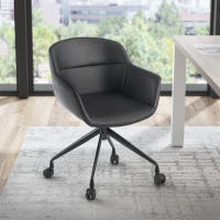 Sedia Girevole Ores, con ruote, Design Moderno, Pelle