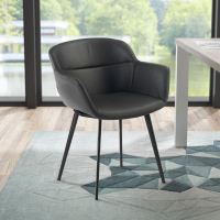 Poltroncina ufficio Ores, Gambe nere, Confortevole, Pelle
