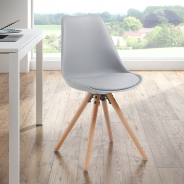 sedia scandinava grigio sedia gambe in legno di plastica senza braccioli 2