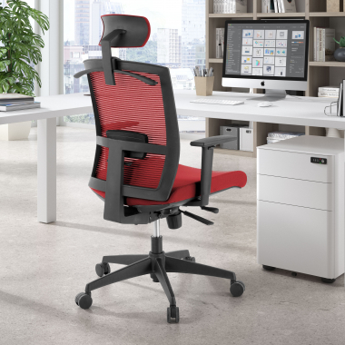 sedia ergonomica rosso struttura nera poggiatesta rete transpirante braccioli regolabili 1d supporto lombare poggiatesta 2