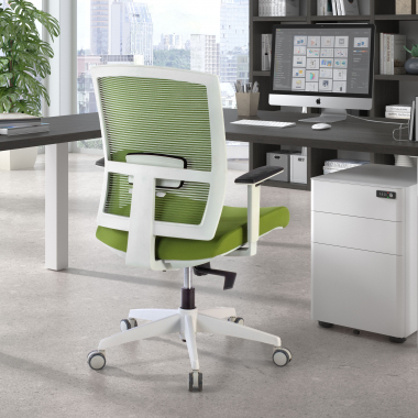 sedia ergonomica bianco verde struttura bianca rete transpirante braccioli regolabili 1d supporto lombare 2