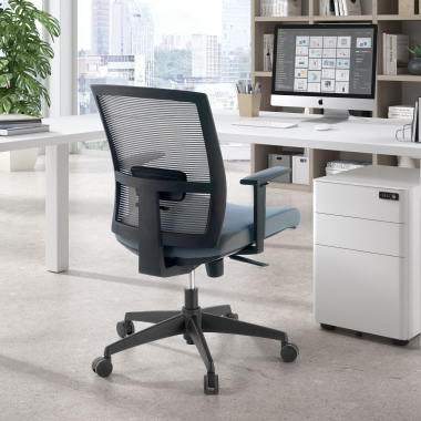 sedia ergonomica grigio struttura nera rete transpirante braccioli regolabili 1d supporto lombare 2
