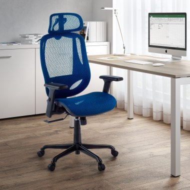 sedia ergonomica blu locktech rete transpirante braccioli regolabili 1d supporto lombare poggiatesta 2
