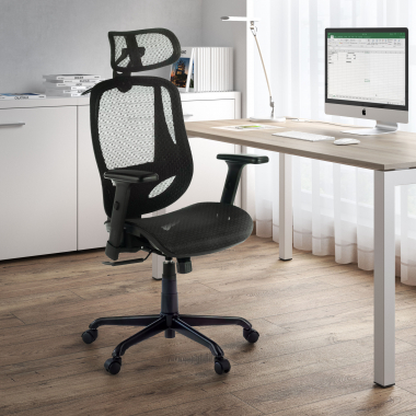 sedia ergonomica nero locktech rete transpirante braccioli regolabili 1d supporto lombare poggiatesta 2