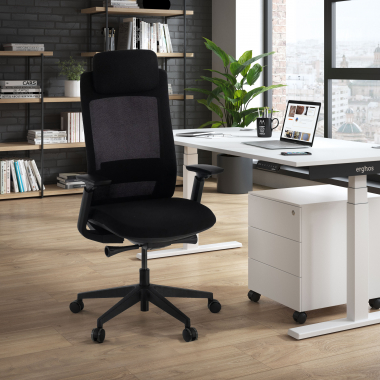 sedia ergonomica nero struttura nera tessuto braccioli regolabili 3d 2