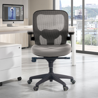 sedia ergonomica grigio sedia da ufficio rete transpirante braccioli mobili supporto lombare 2