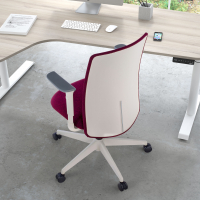 Sedia Girevole Sheryl white, braccioli regolabili, rivestita