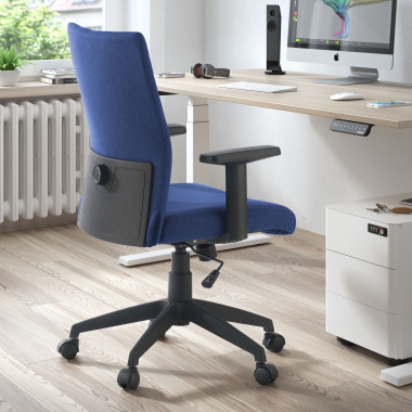 sedia girevole blu kobe tessuto braccioli fissi supporto lombare 2