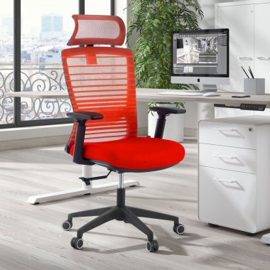 sedia da ufficio rosso tesla rete transpirante braccioli regolabili 3d supporto lombare poggiatesta 2