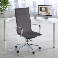Sedia ufficio design Stilo, Struttura cromata, schienale rete alto