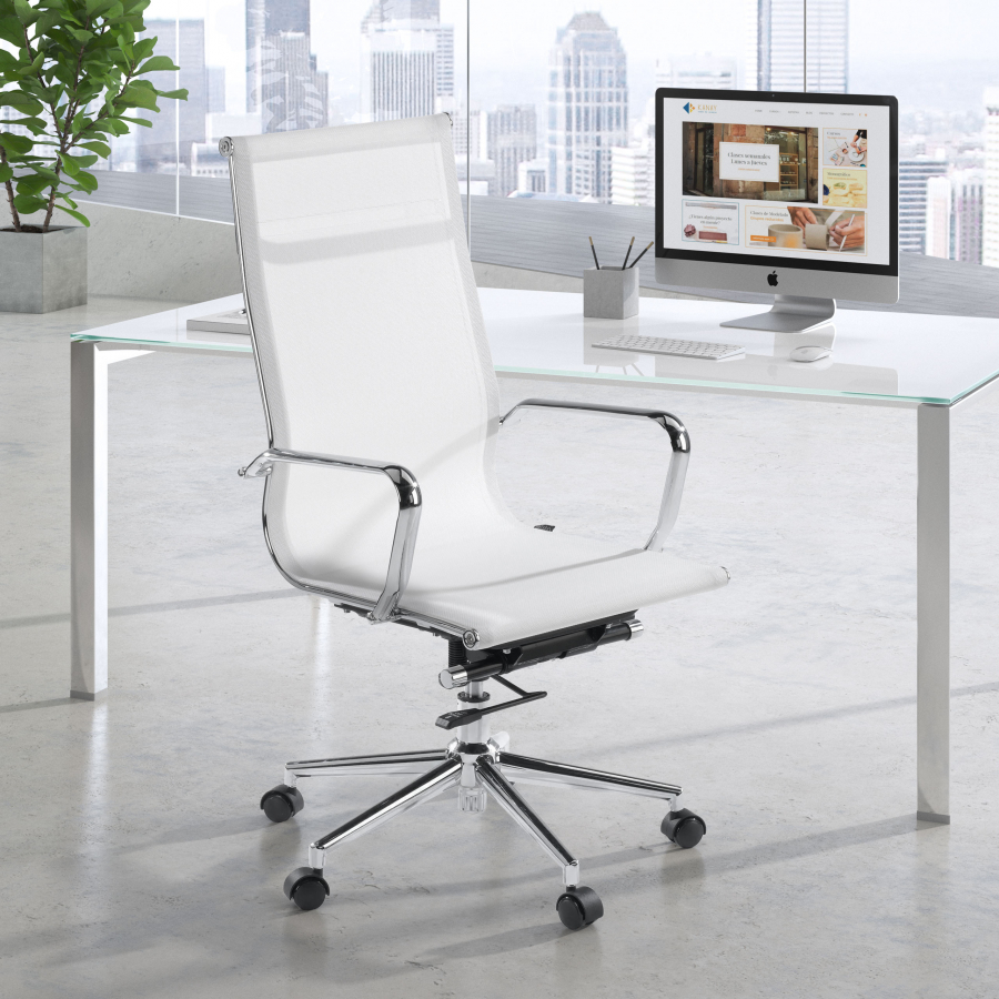 Sedia ufficio design Stilo, rete, schienale alto.