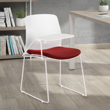 sedia con ribaltina bianco rosso sedia con piano di scrittura tessuto senza braccioli 2